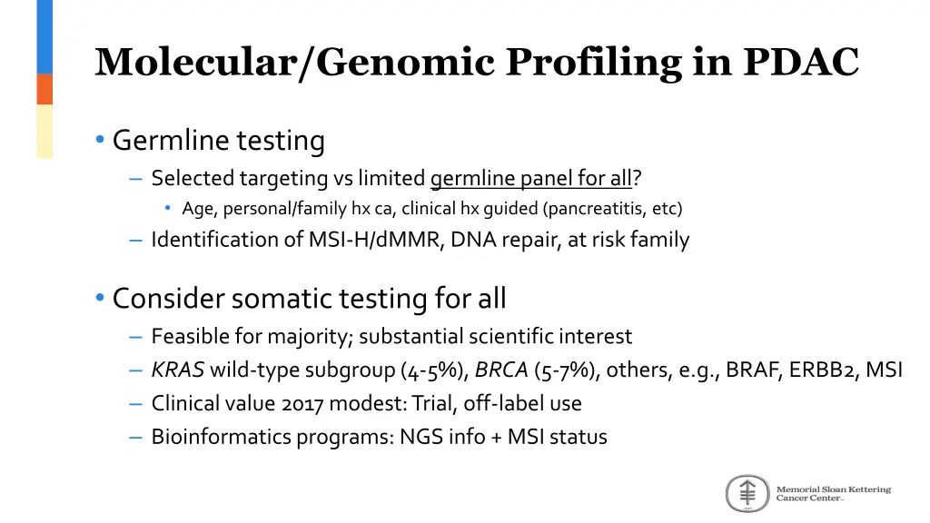 molecular genomic profiling in pdac