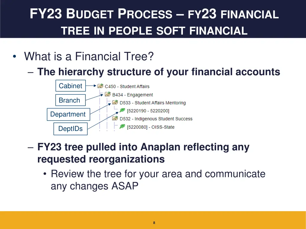 fy23 b udget p rocess fy 23 financial tree