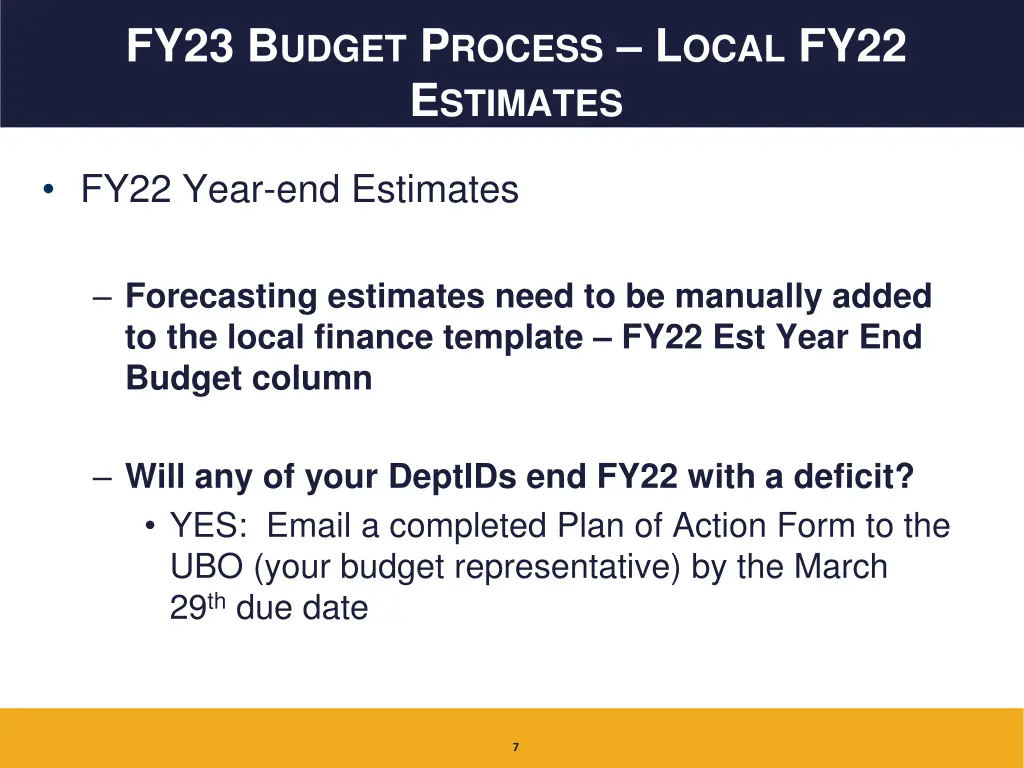 fy23 b udget p rocess l ocal fy22 e stimates
