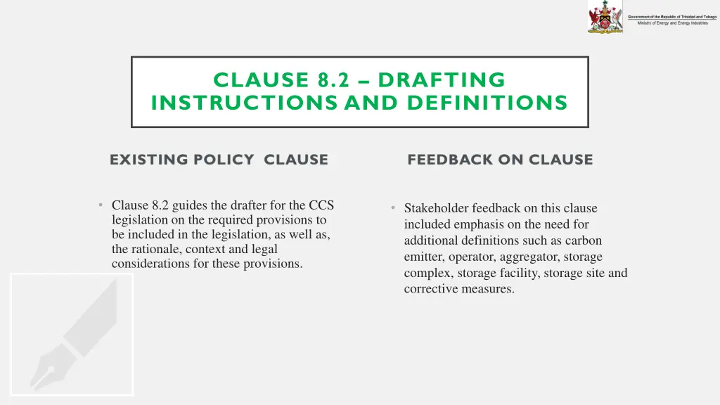 clause 8 2 drafting instructions and definitions