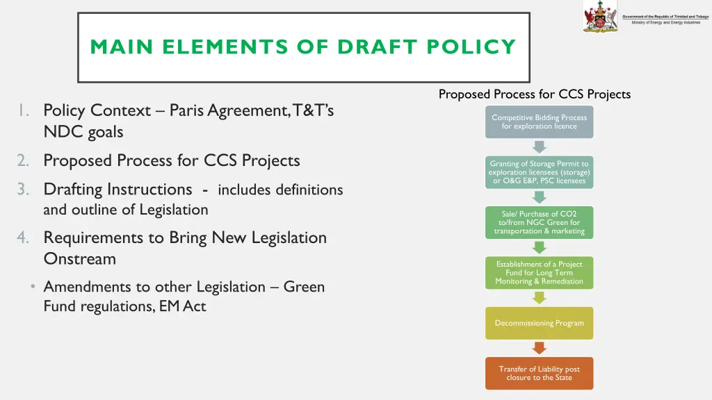 main elements of draft policy