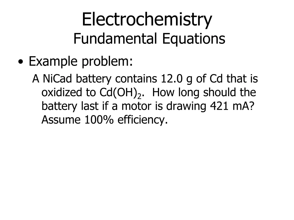electrochemistry fundamental equations example