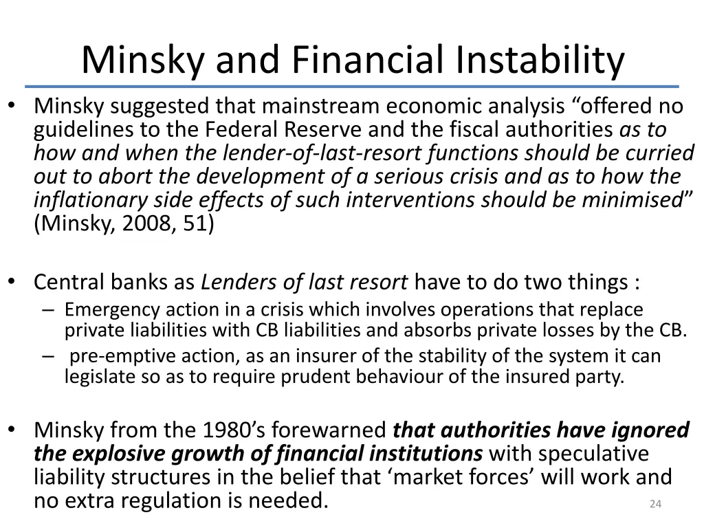 minsky and financial instability minsky suggested