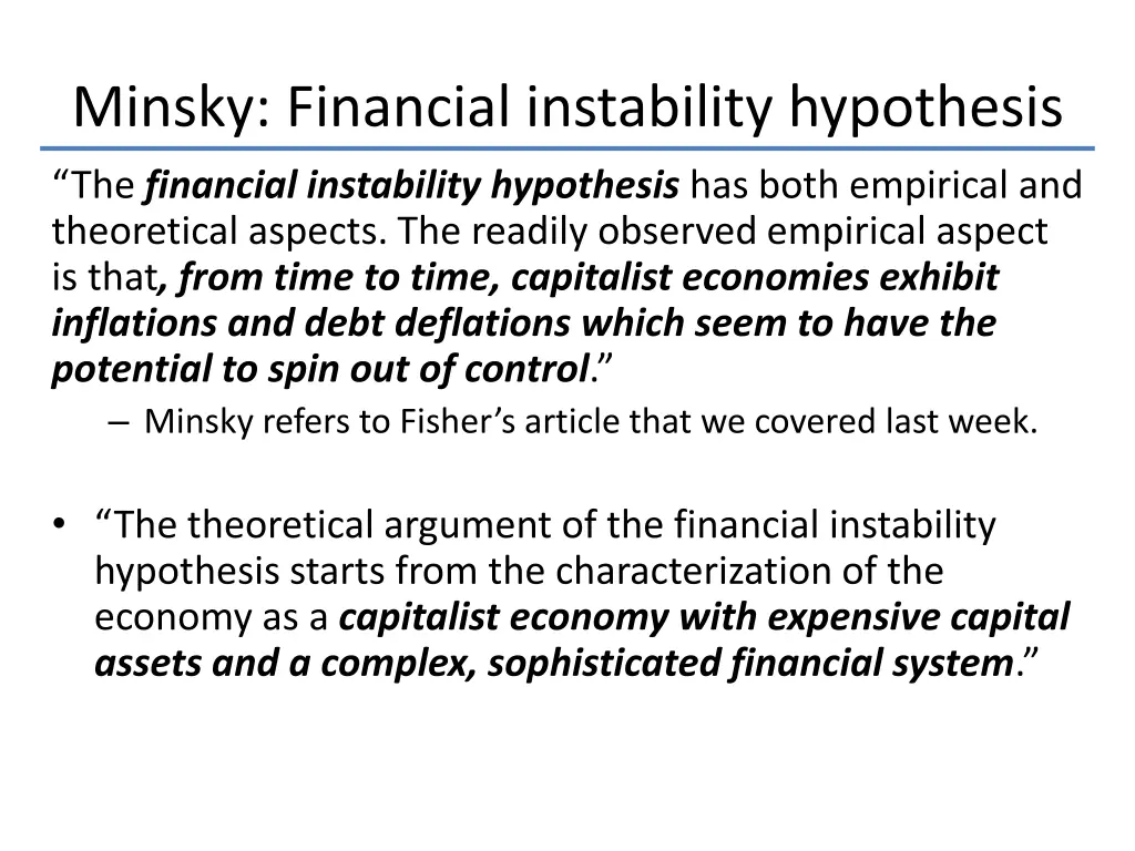 minsky financial instability hypothesis