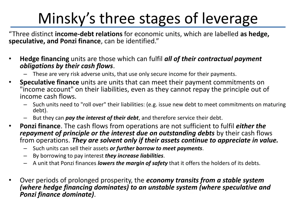 minsky s three stages of leverage three distinct