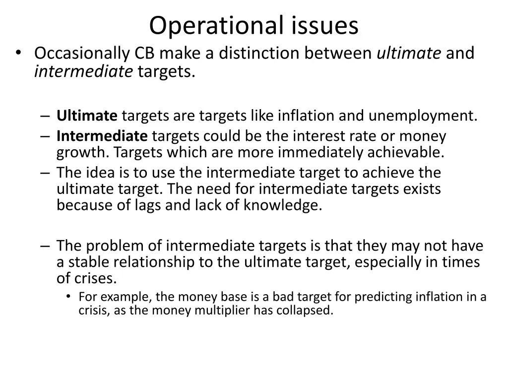 operational issues