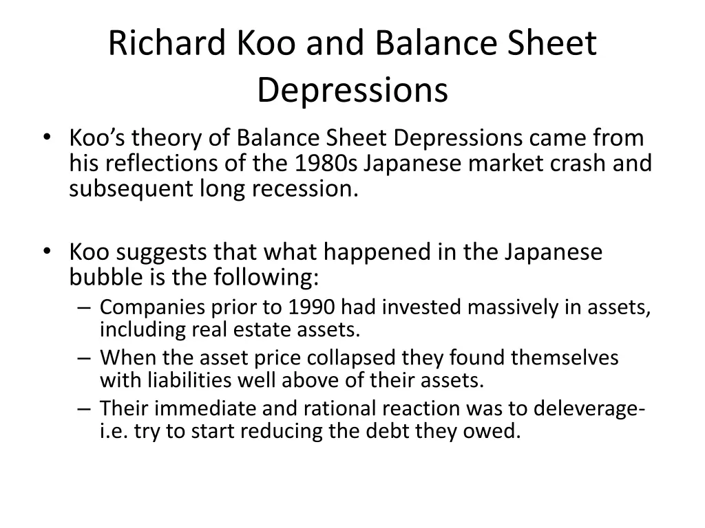 richard koo and balance sheet depressions