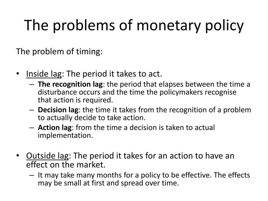 the problems of monetary policy