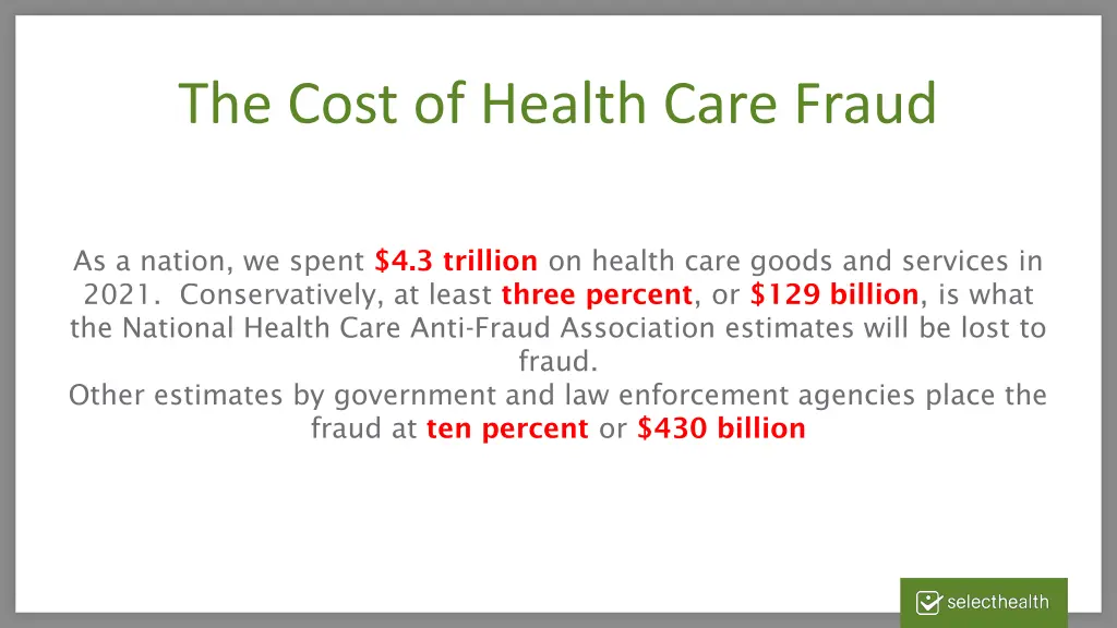 the cost of health care fraud