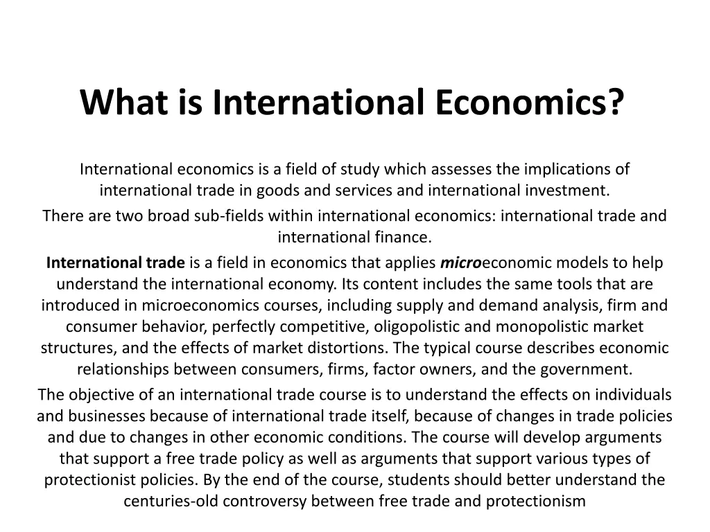 what is international economics