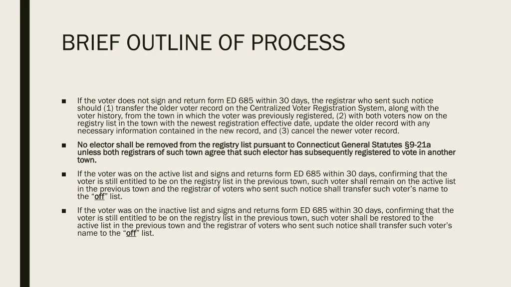 brief outline of process 1