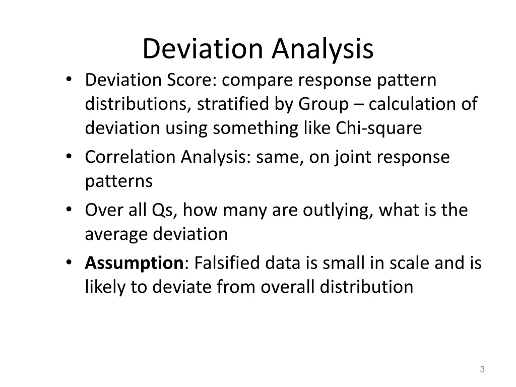 deviation analysis deviation score compare