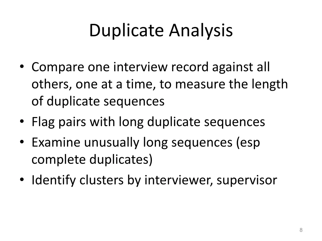 duplicate analysis