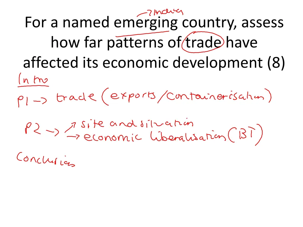 for a named emerging country assess