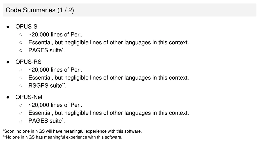 code summaries 1 2