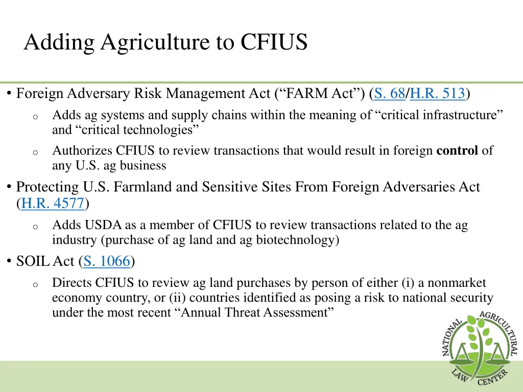 adding agriculture to cfius
