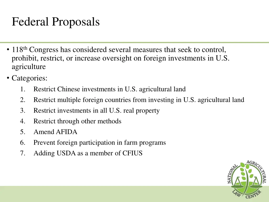 federal proposals
