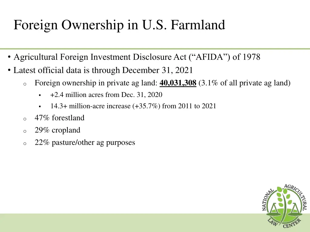 foreign ownership in u s farmland