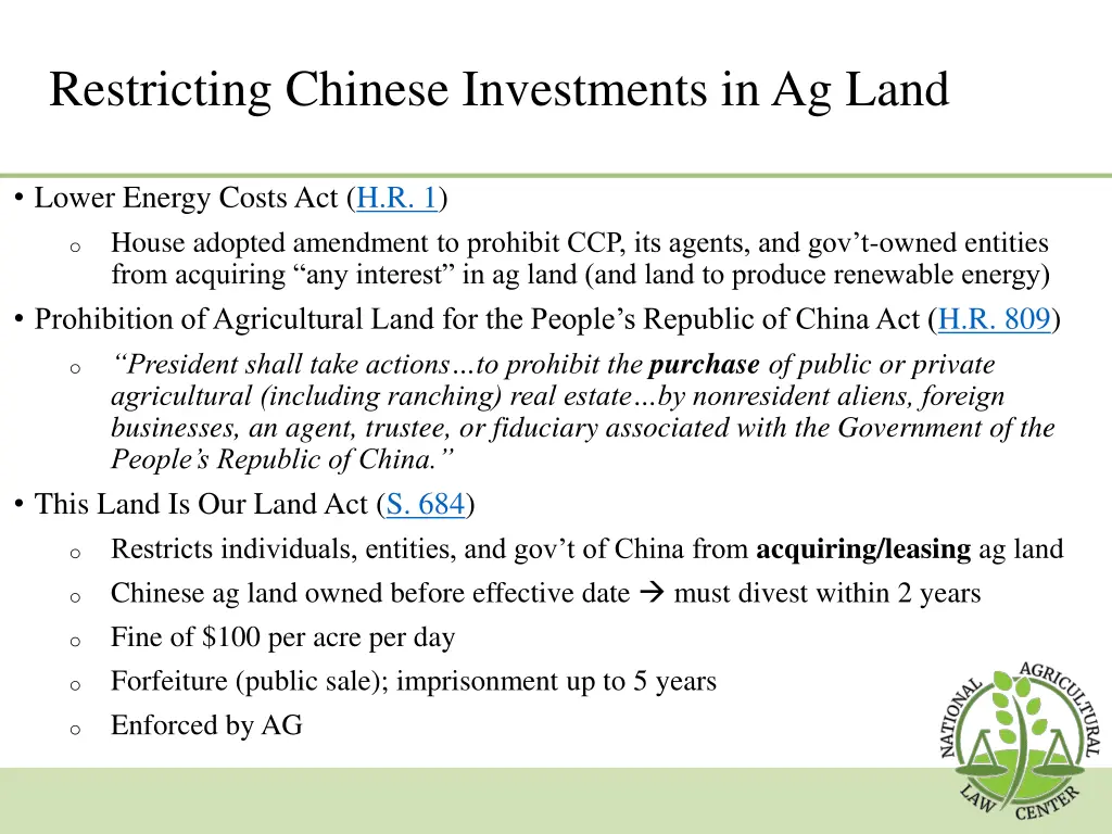 restricting chinese investments in ag land