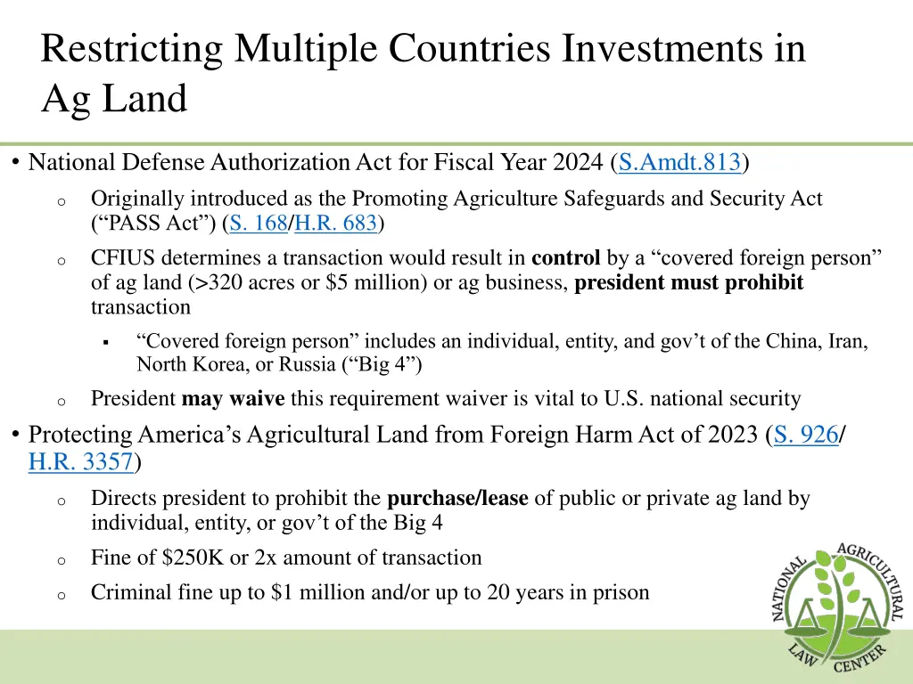 restricting multiple countries investments