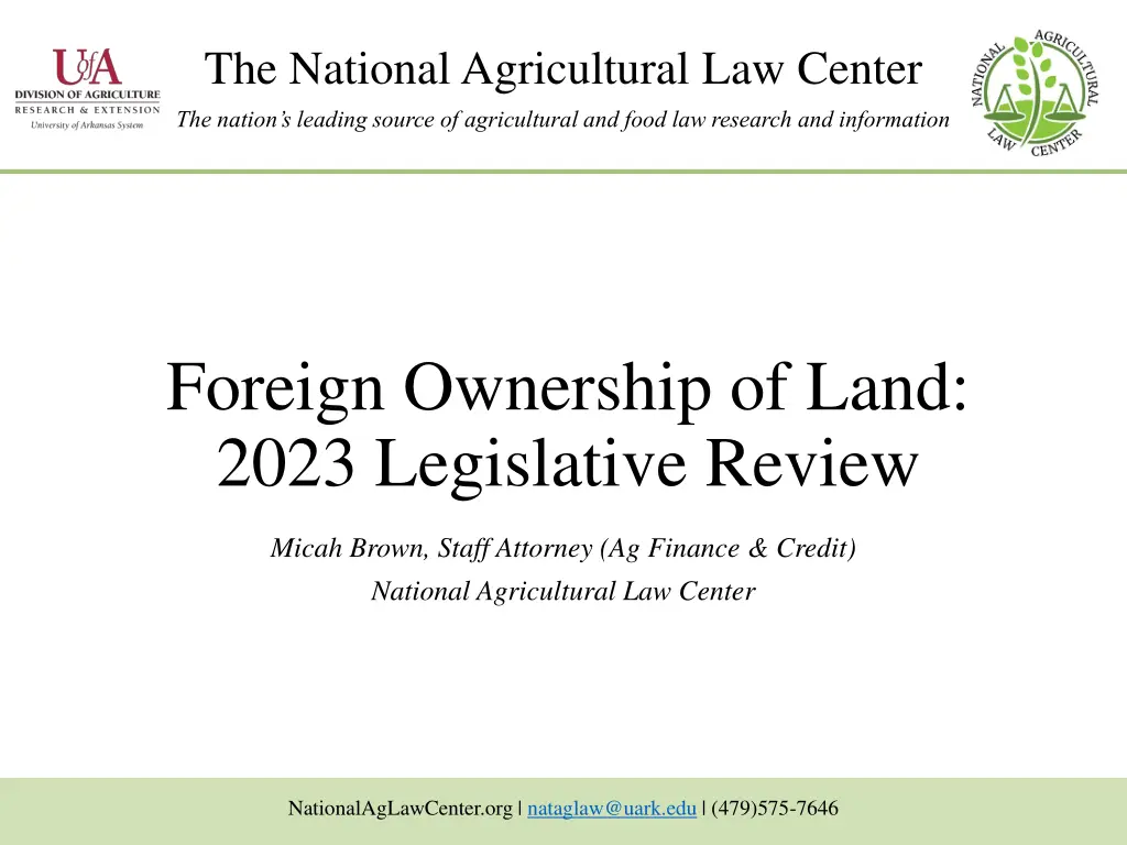 the national agricultural law center