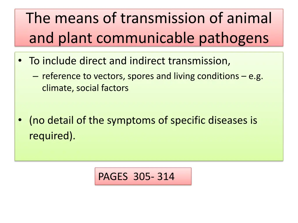 the means of transmission of animal and plant