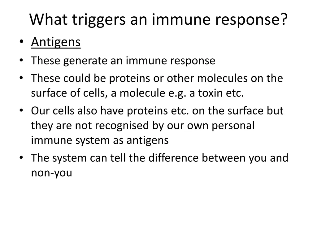 what triggers an immune response antigens these