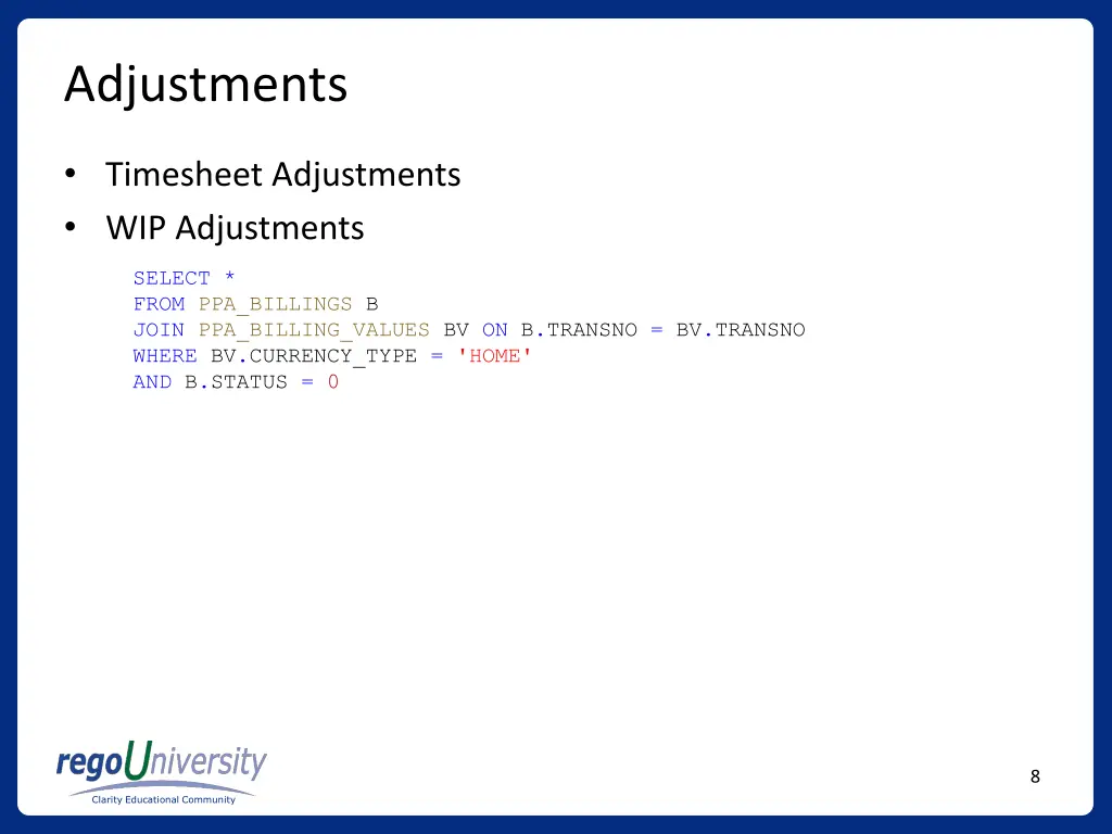 adjustments