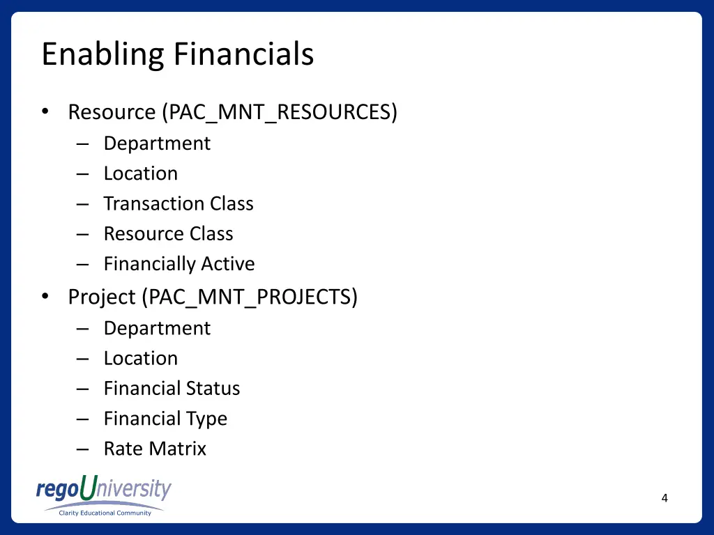 enabling financials
