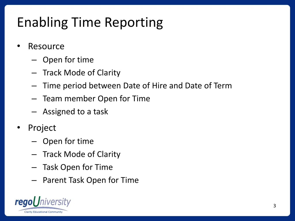 enabling time reporting
