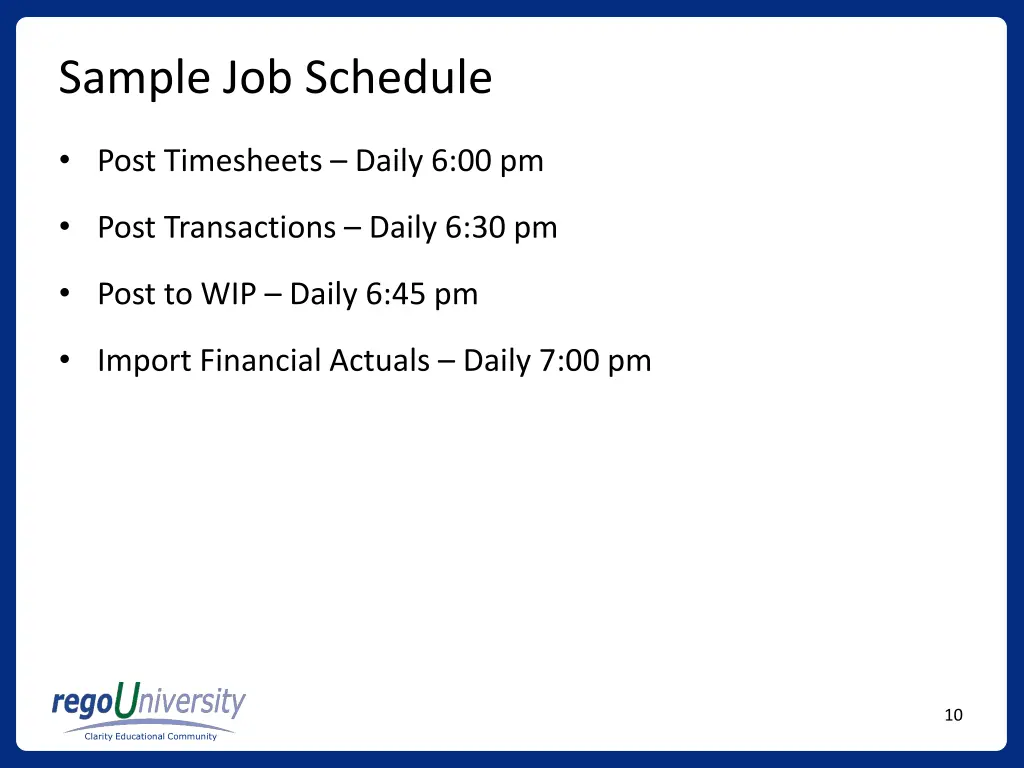 sample job schedule