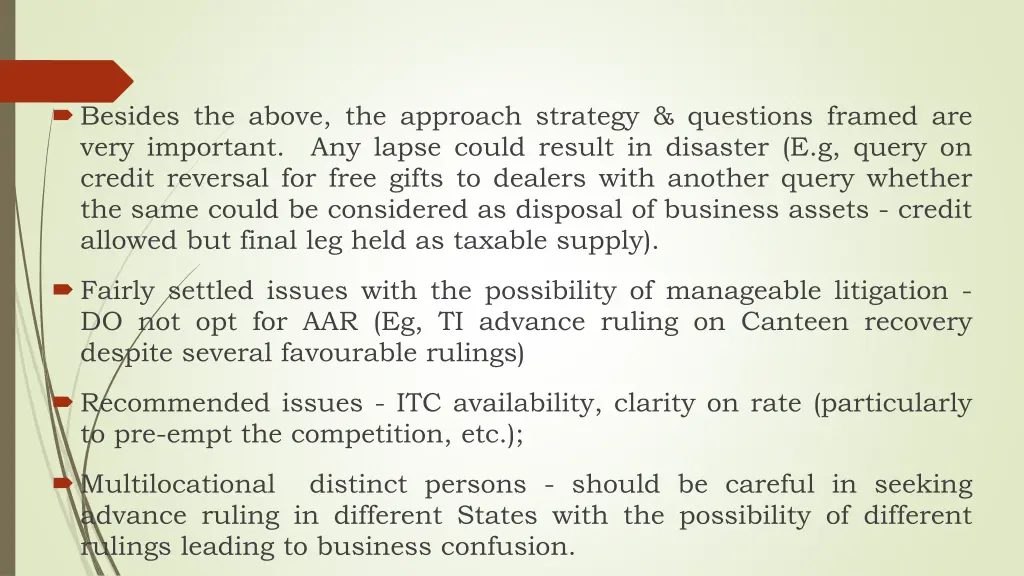 besides the above the approach strategy questions