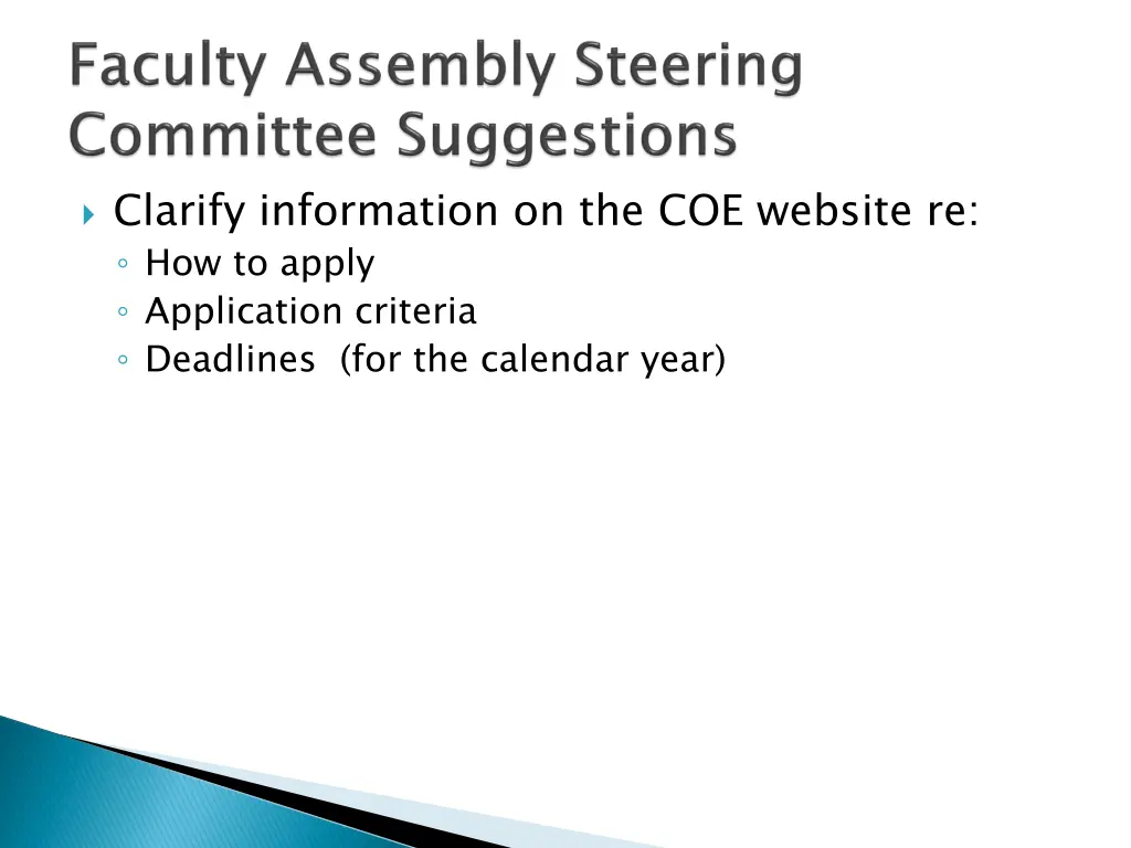 clarify information on the coe website