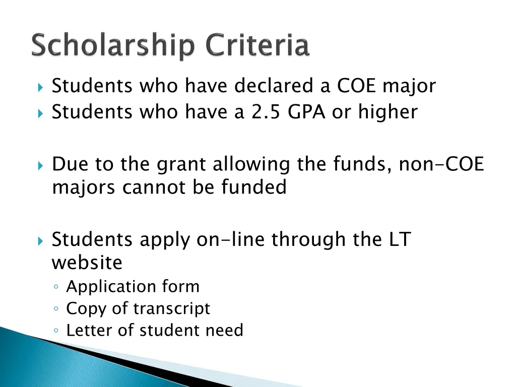 students who have declared a coe major students