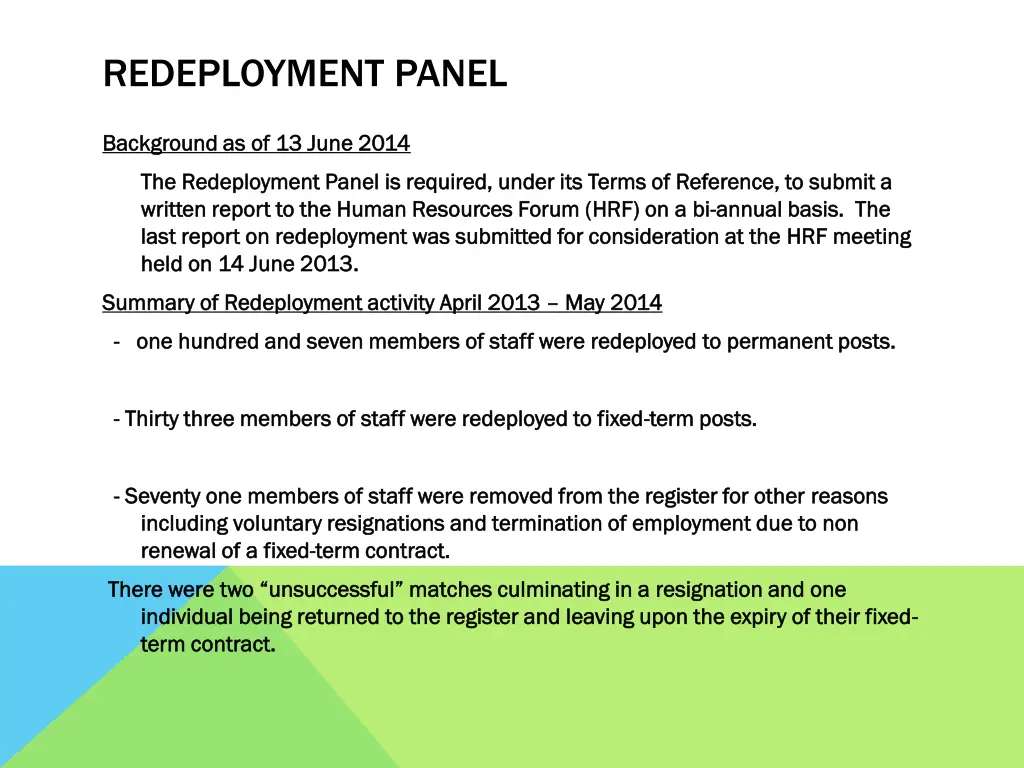 redeployment panel