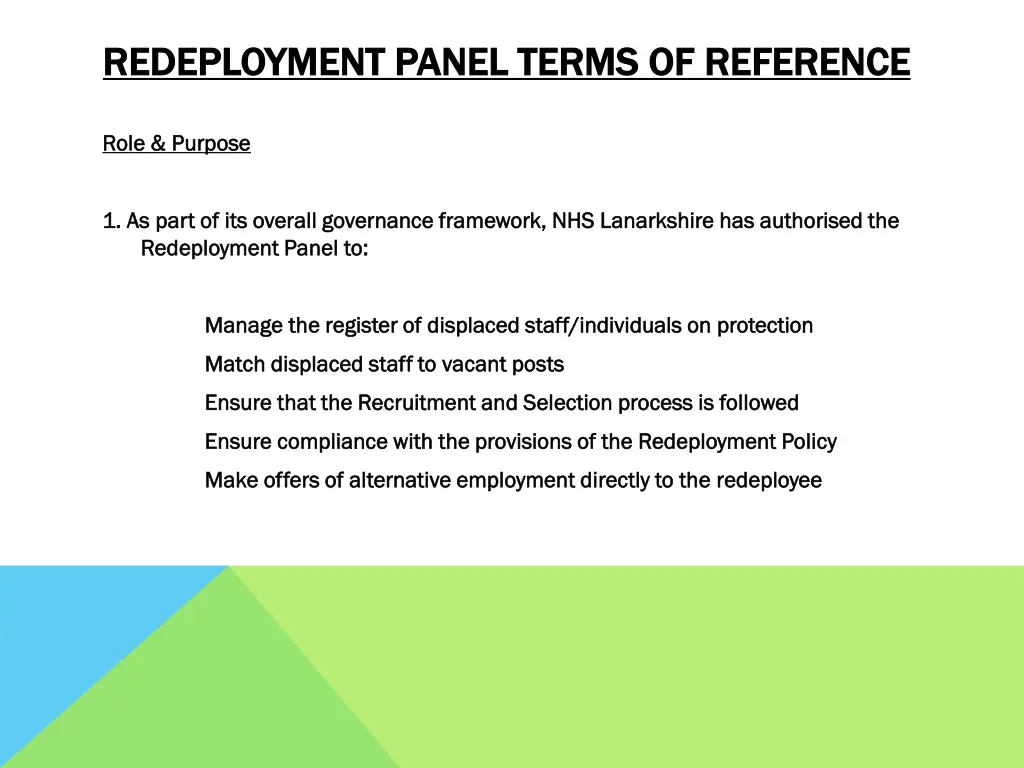 redeployment redeployment panel terms