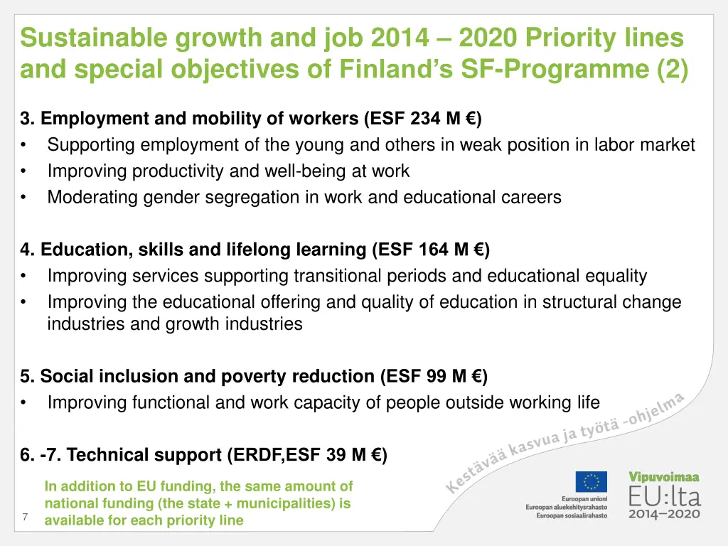 sustainable growth and job 2014 2020 priority 1