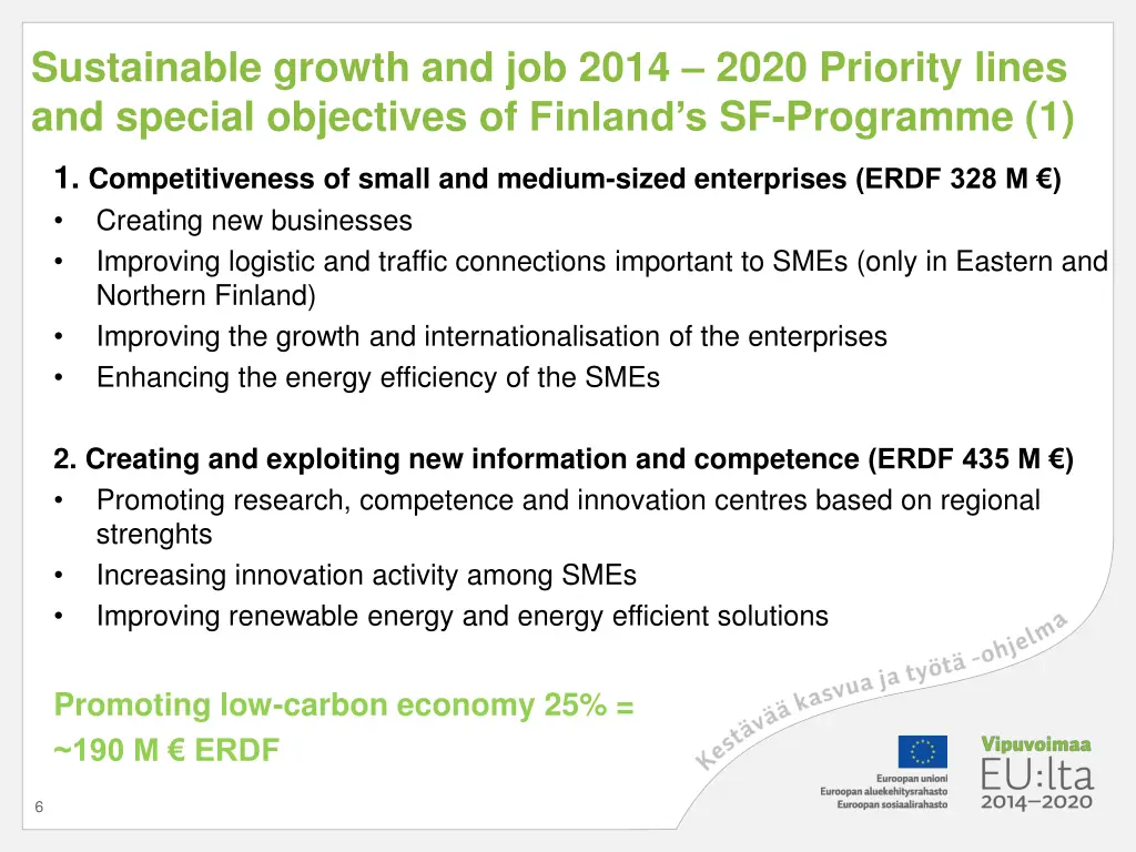 sustainable growth and job 2014 2020 priority