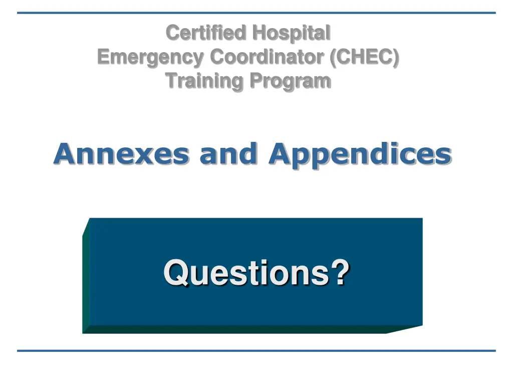 certified hospital emergency coordinator chec 10