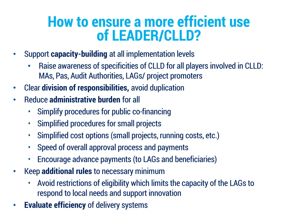 how to ensure a more efficient use of leader clld