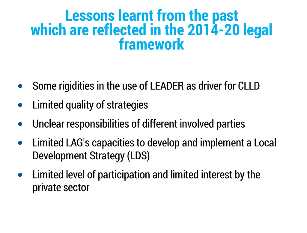 lessons learnt from the past which are reflected