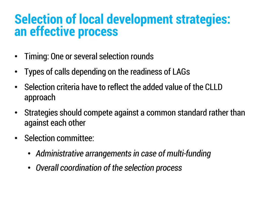 selection of local development strategies
