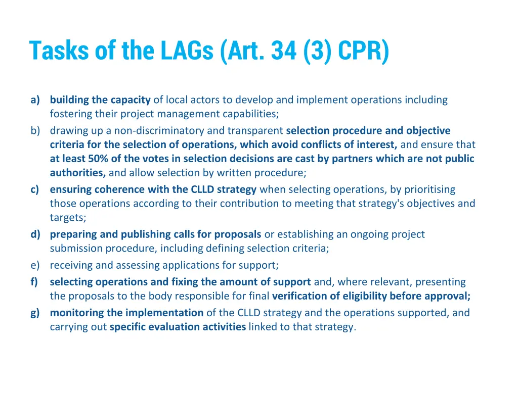 tasks of the lags art 34 3 cpr