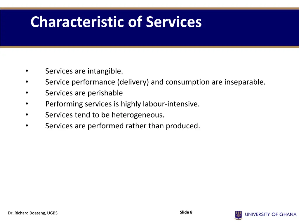 characteristic of services