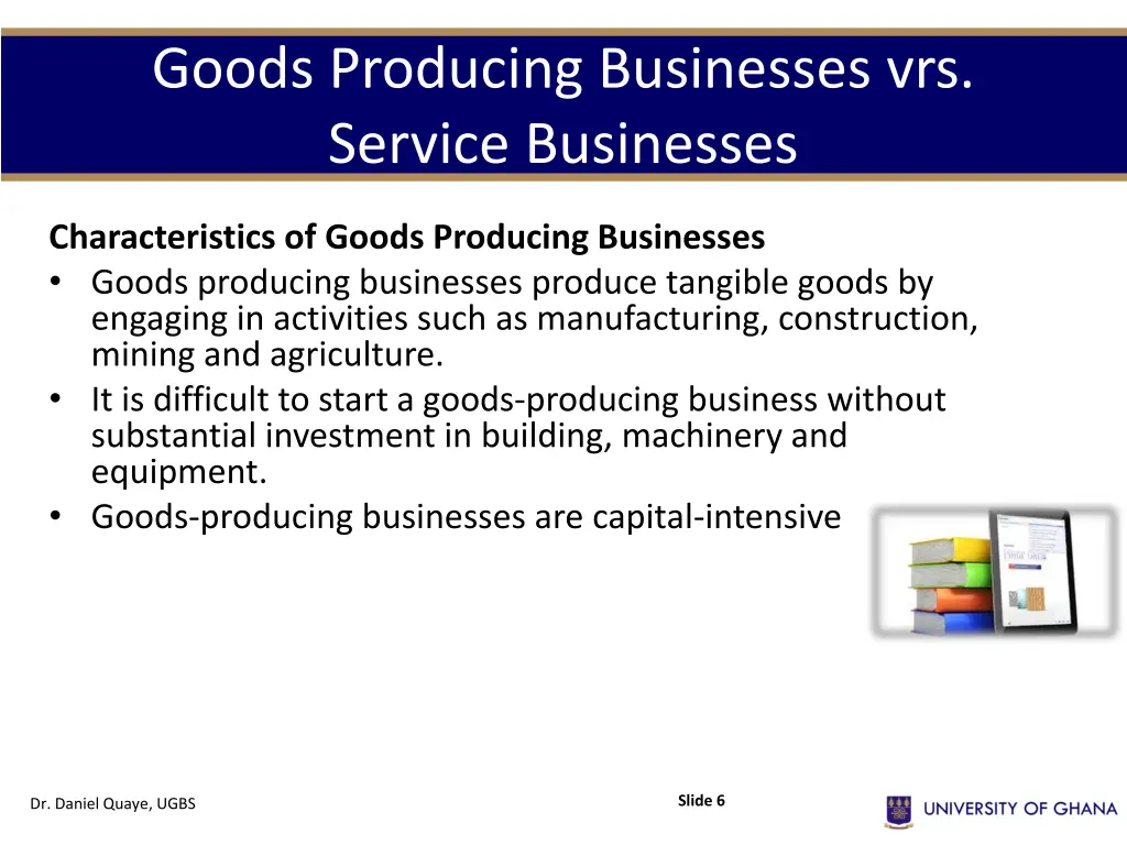 goods producing businesses vrs service businesses