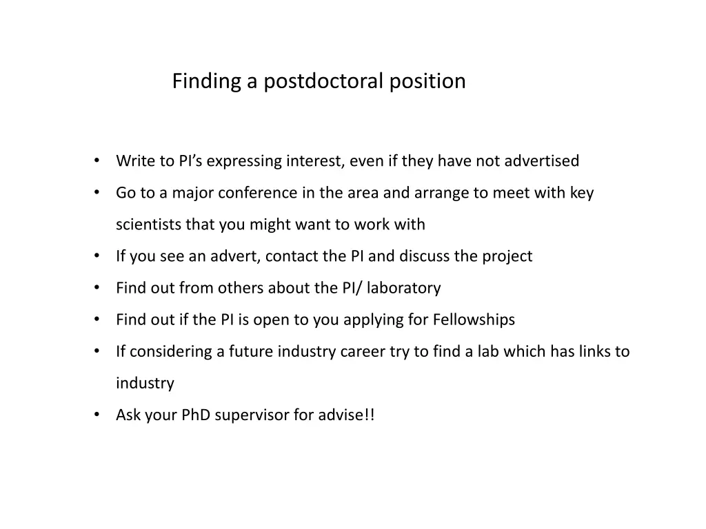 finding a postdoctoral position