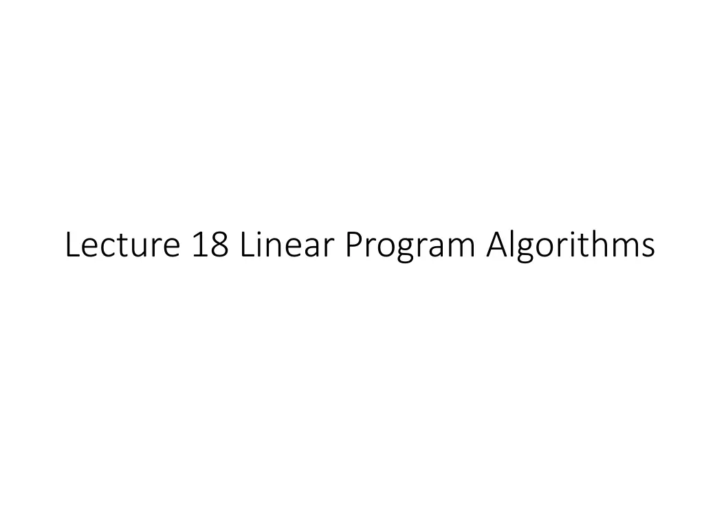 lecture 18 linear program algorithms