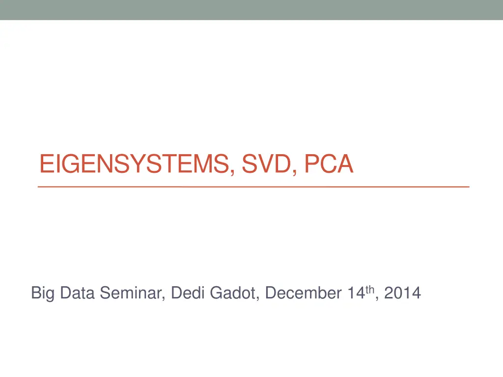 eigensystems svd pca