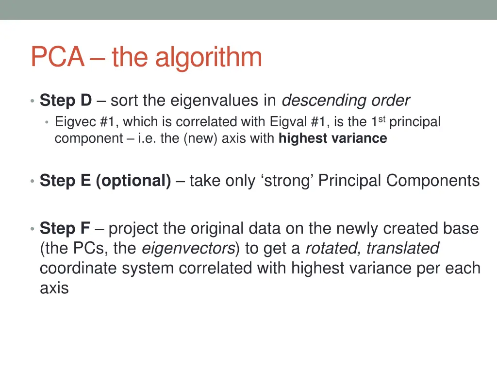 pca the algorithm 2