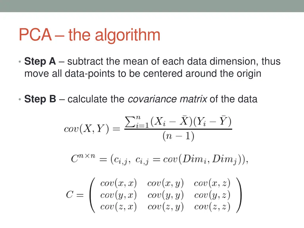pca the algorithm